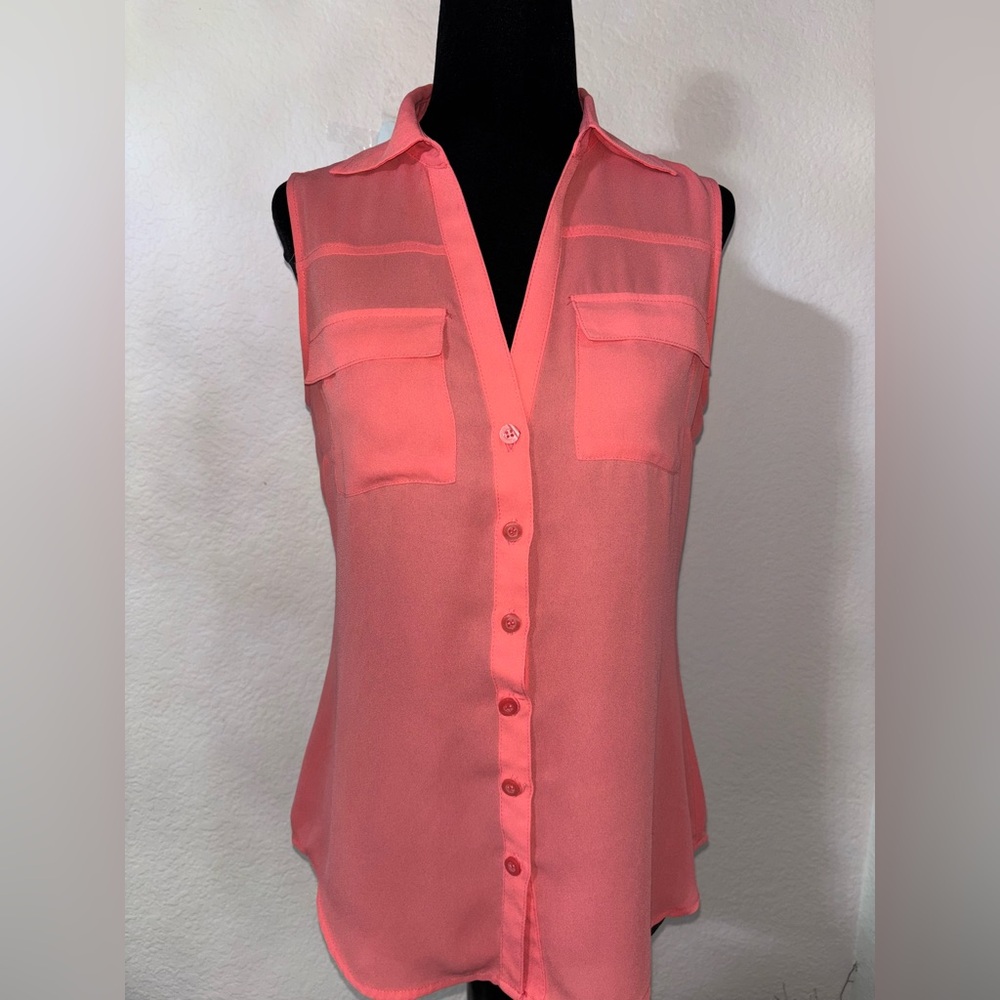 New York & Company Pink Button-Down Blouse